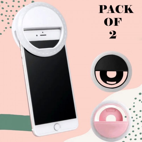 Pack Of 2 Mini Portable USB Rechargeable Selfie Ring Light With 3 Brightness Levels Pack Of 2 Mini Portable USB Rechargeable Selfie Ring Light With 3 Brightness Levels
